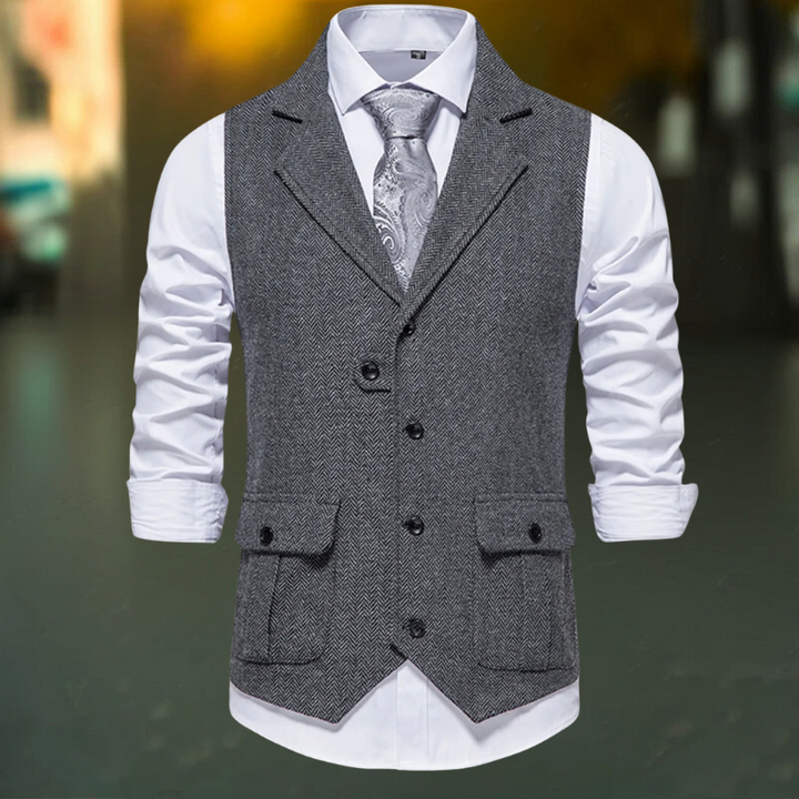 Armin™ - Elegant Men's Herringbone Waistcoat